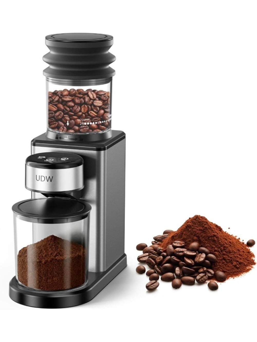 Stainless Steel Conical Burr Coffee Grinder - Home Brewing Essential, Fresh